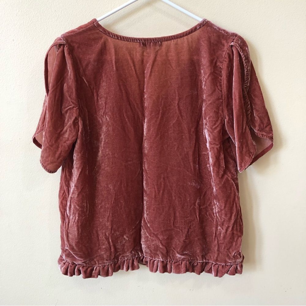 Madewell Velvet Tulip-Sleeve Ruffle Top - Picture 8 of 10